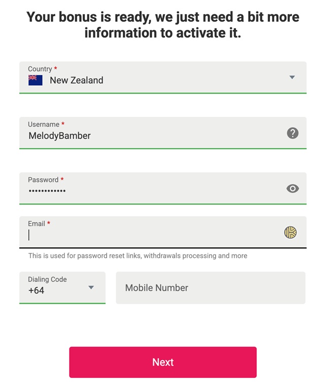 Ally Spin sign up page with bonus ready for activation